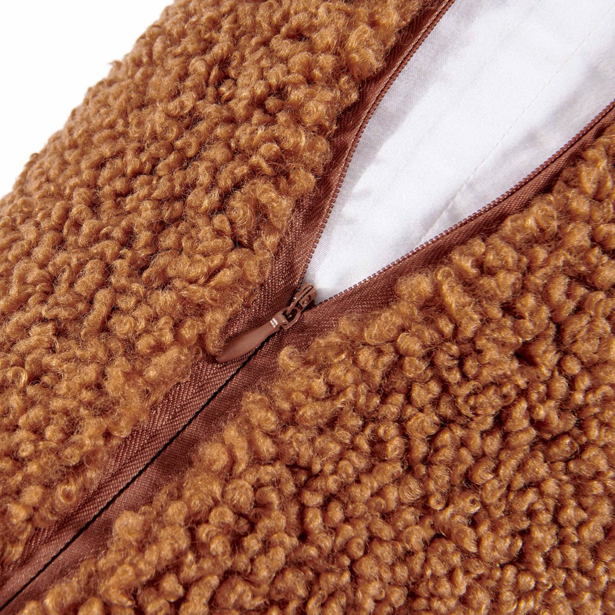 HiEnd Accents Teddy Textured Boucle Decorative Lumbar Pillow with Down Insert, 14" x 36"