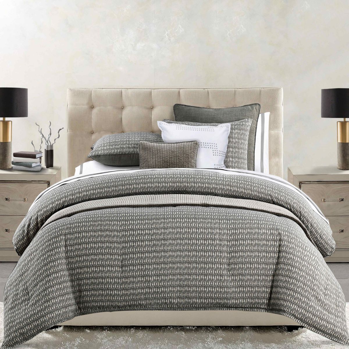 HiEnd Accents Fenton Geometric Woven Jacquard Bedding 3 Piece Duvet Cover Set