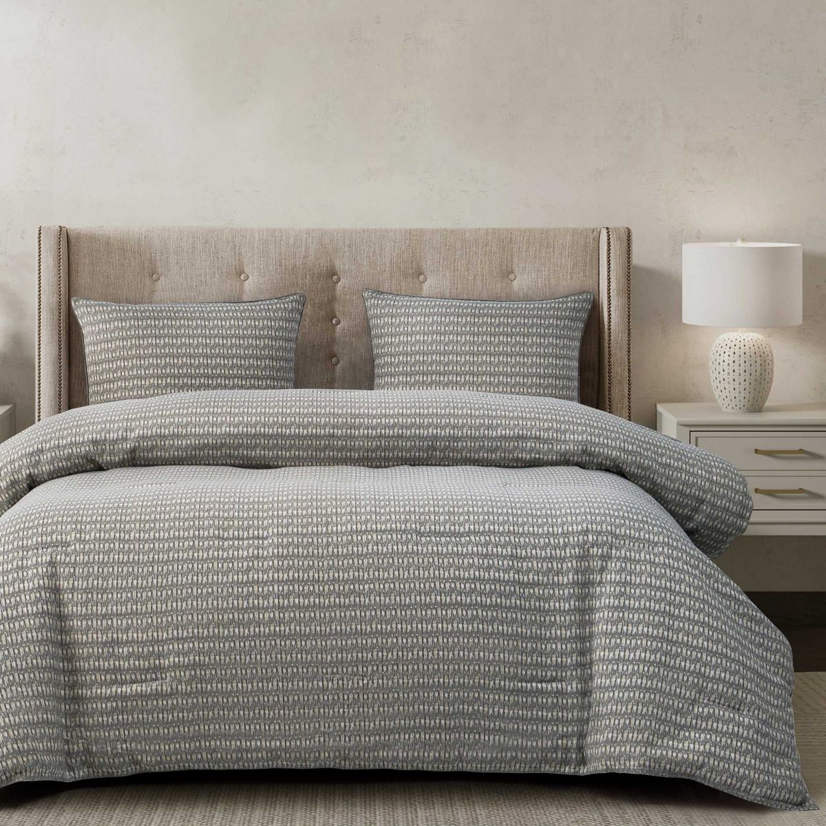 HiEnd Accents Fenton Geometric Woven Jacquard Bedding 3 Piece Duvet Cover Set