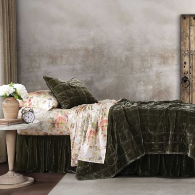 HiEnd Accents Stella Faux Silk Velvet Double Box Stitch Modern Rustic 3 Piece Quilt Set
