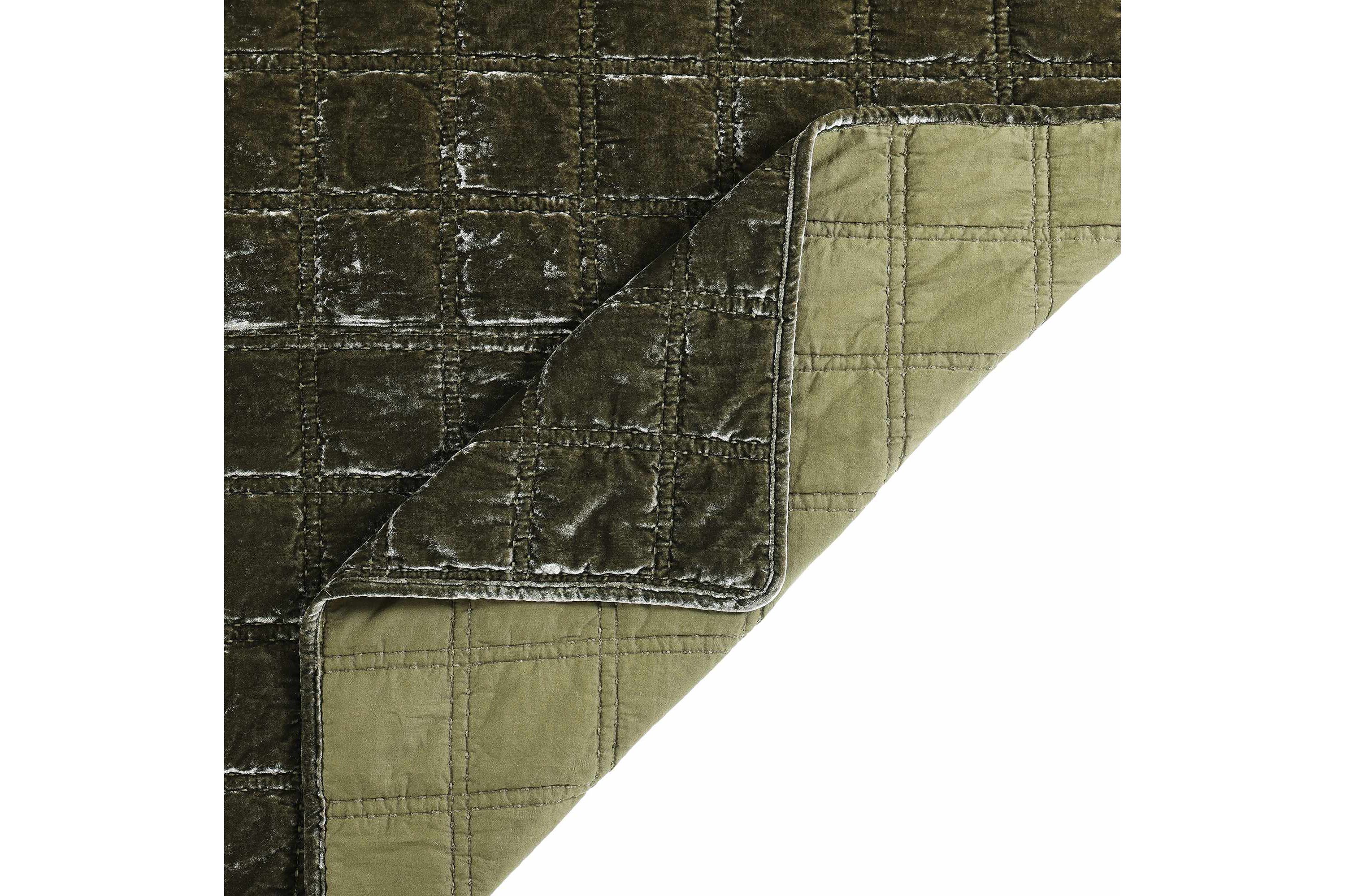 HiEnd Accents Stella Faux Silk Velvet Double Box Stitch Modern Rustic 3 Piece Quilt Set
