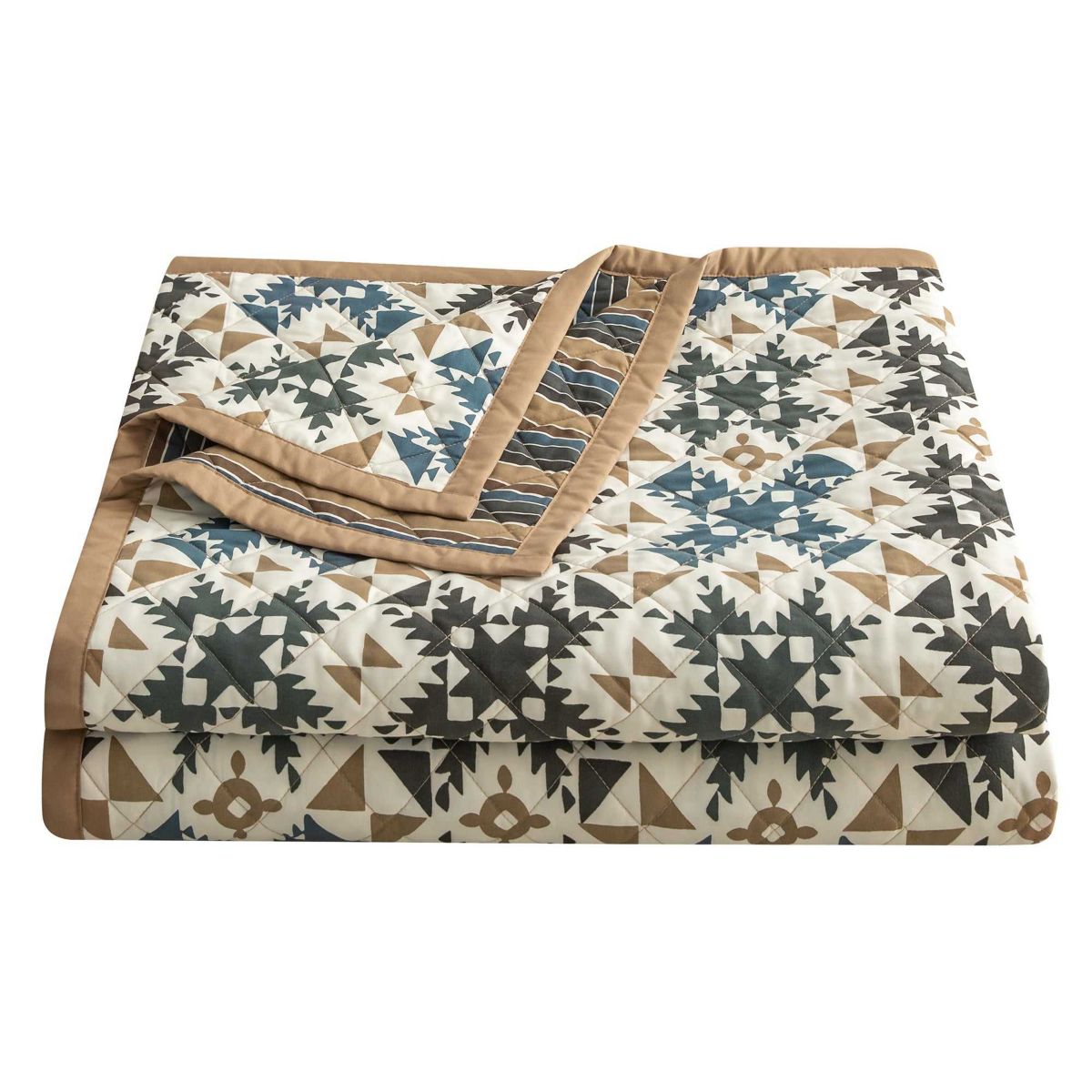 Indigo Hill by HiEnd Accents Mosaic Western Bedding Reversible Geometric Print 3 Piece Quilt Set