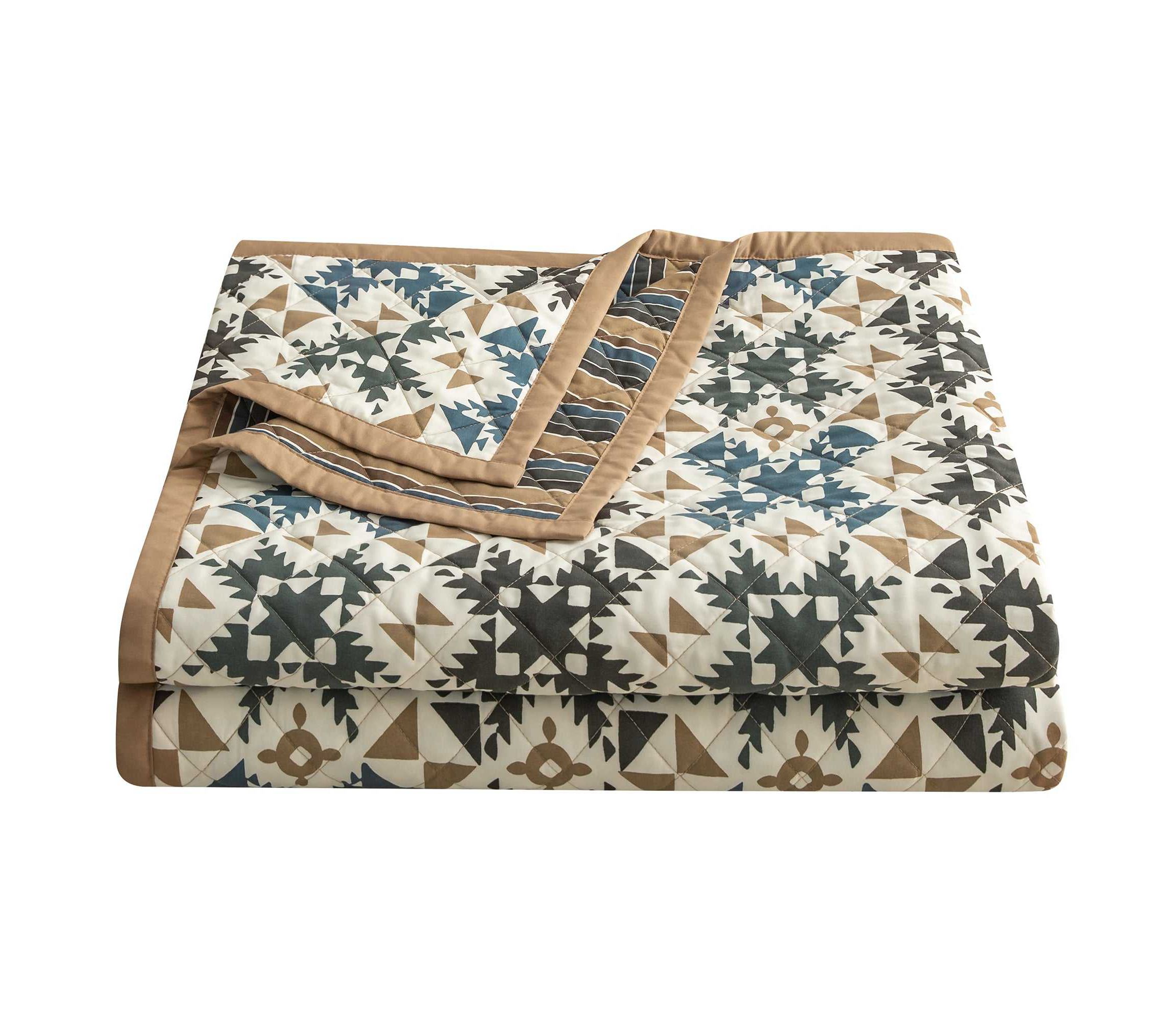 Indigo Hill by HiEnd Accents Mosaic Western Bedding Reversible Geometric Print 3 Piece Quilt Set