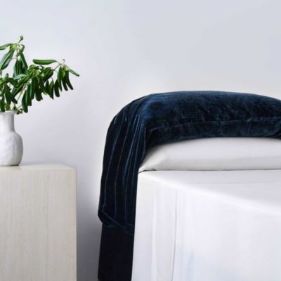 HiEnd Accents Stella Faux Silk Velvet Romantic Western Waterfall 2 Piece Pillowcase Set, Blue, Standard