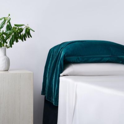HiEnd Accents Stella Faux Silk Velvet Romantic Western Waterfall 2 Piece Pillowcase Set, Teal, Standard