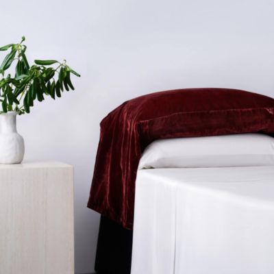 HiEnd Accents Stella Faux Silk Velvet Romantic Western Waterfall 2 Piece Pillowcase Set, Red, Standard
