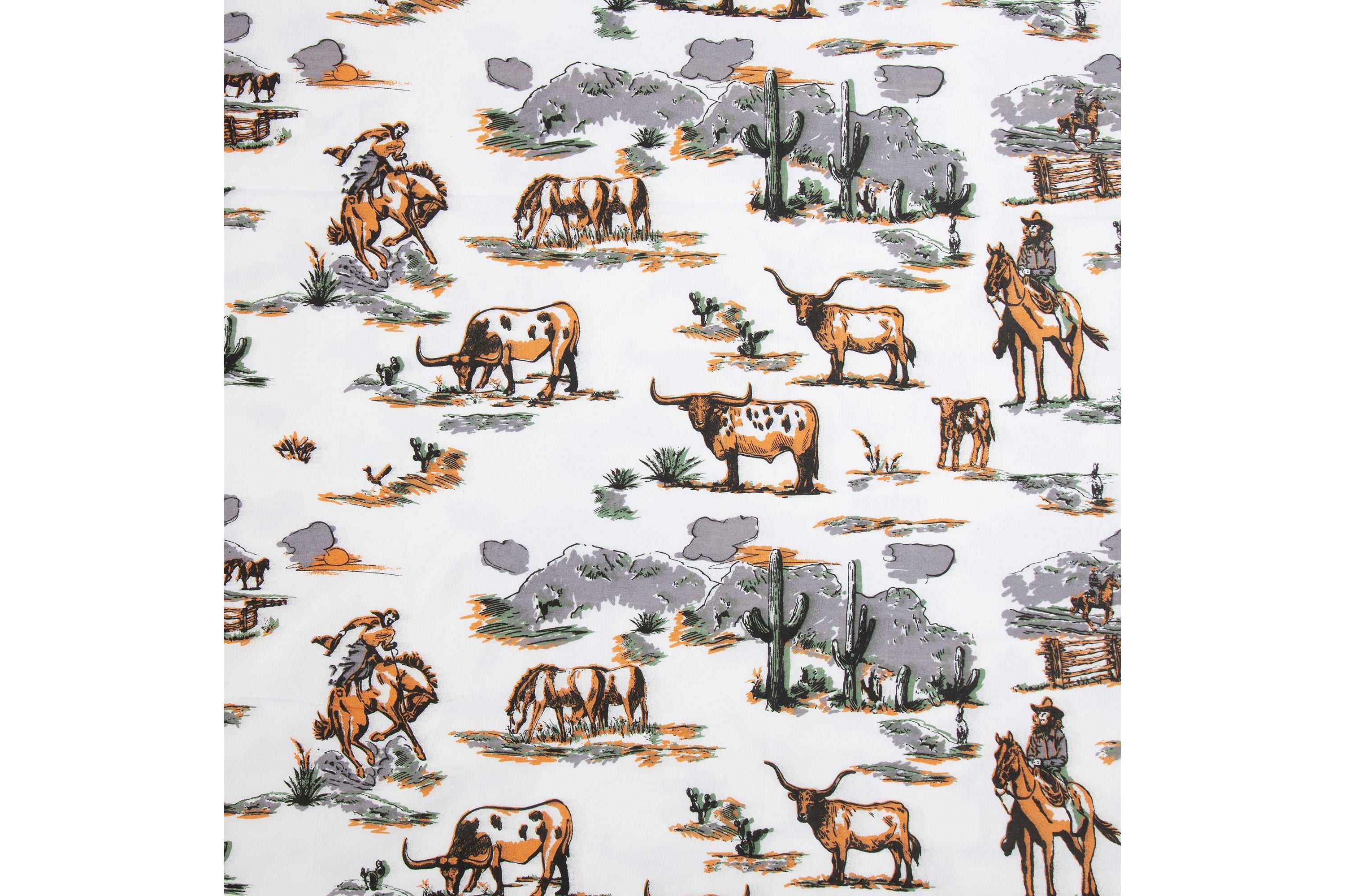 Paseo Road Ranch Life 200TC Cotton Western Rustic Cowboy Animal Toile 4 Piece Sheet Set