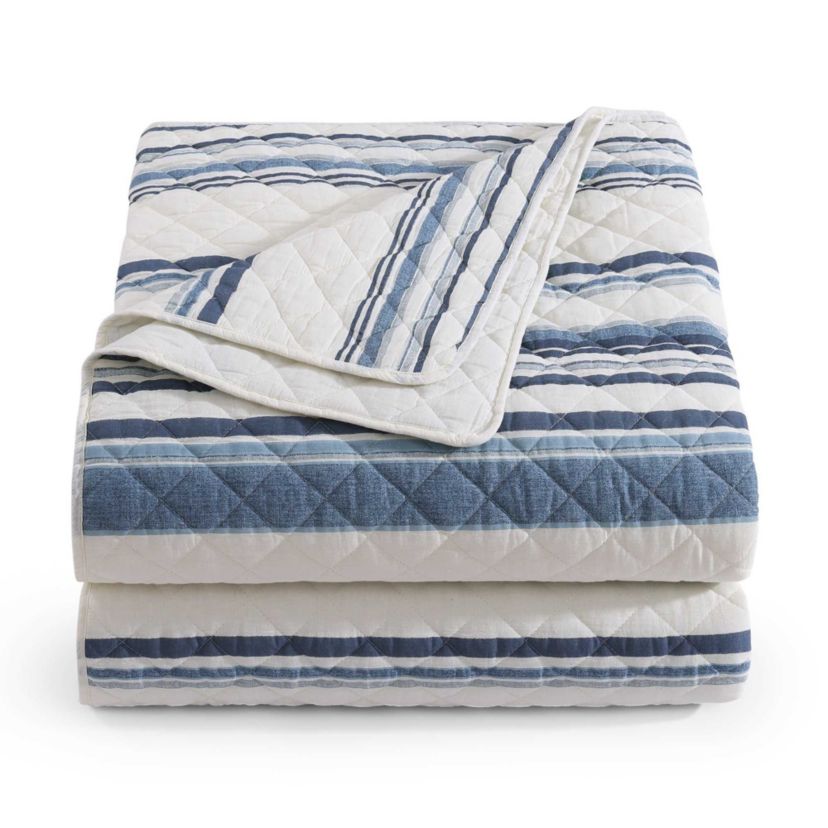 Indigo Hill by HiEnd Accents Mystic Stripe 100% Cotton Printed Gauze 3 Piece Quilt Set