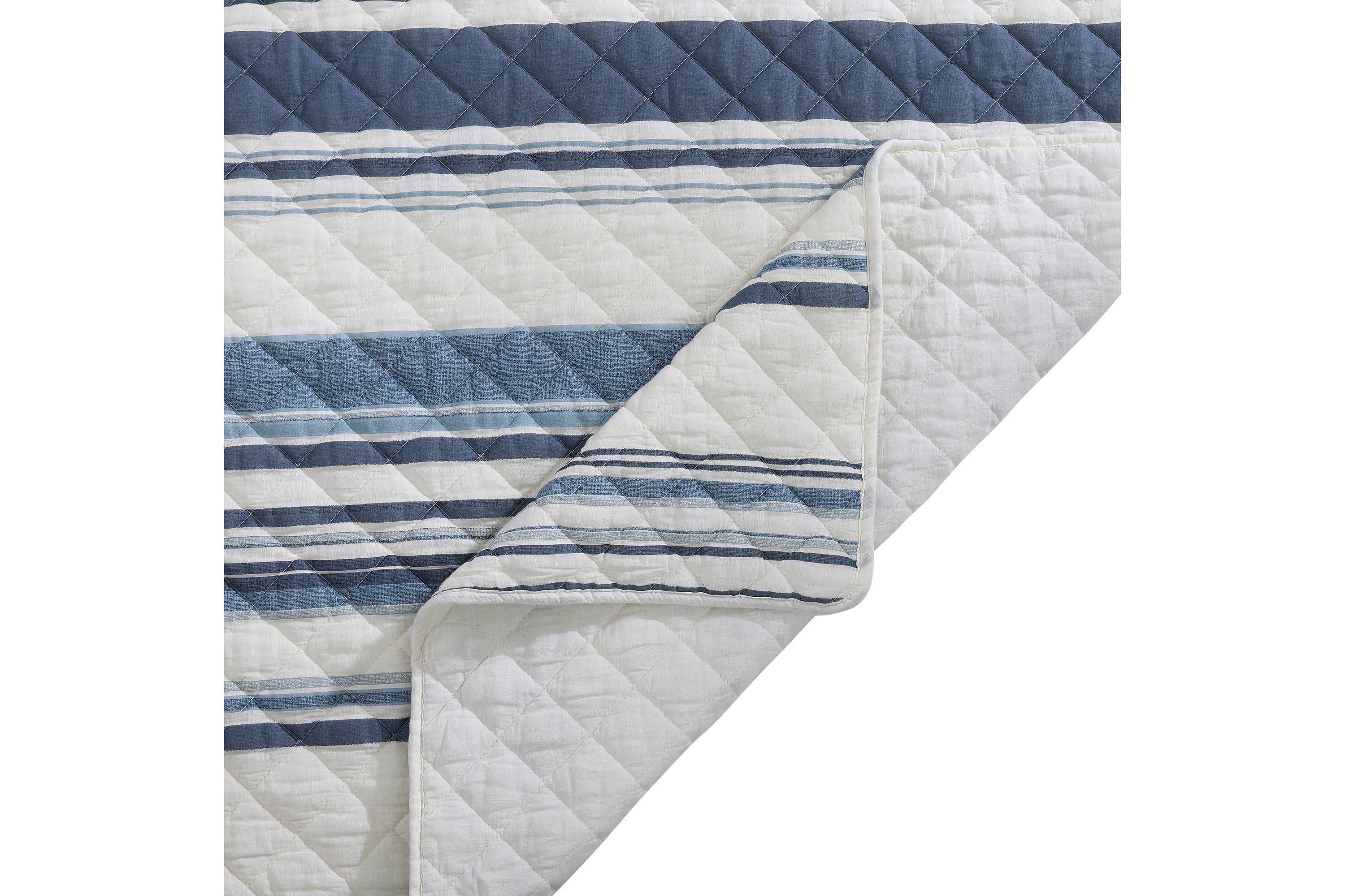 Indigo Hill by HiEnd Accents Mystic Stripe 100% Cotton Printed Gauze 3 Piece Quilt Set