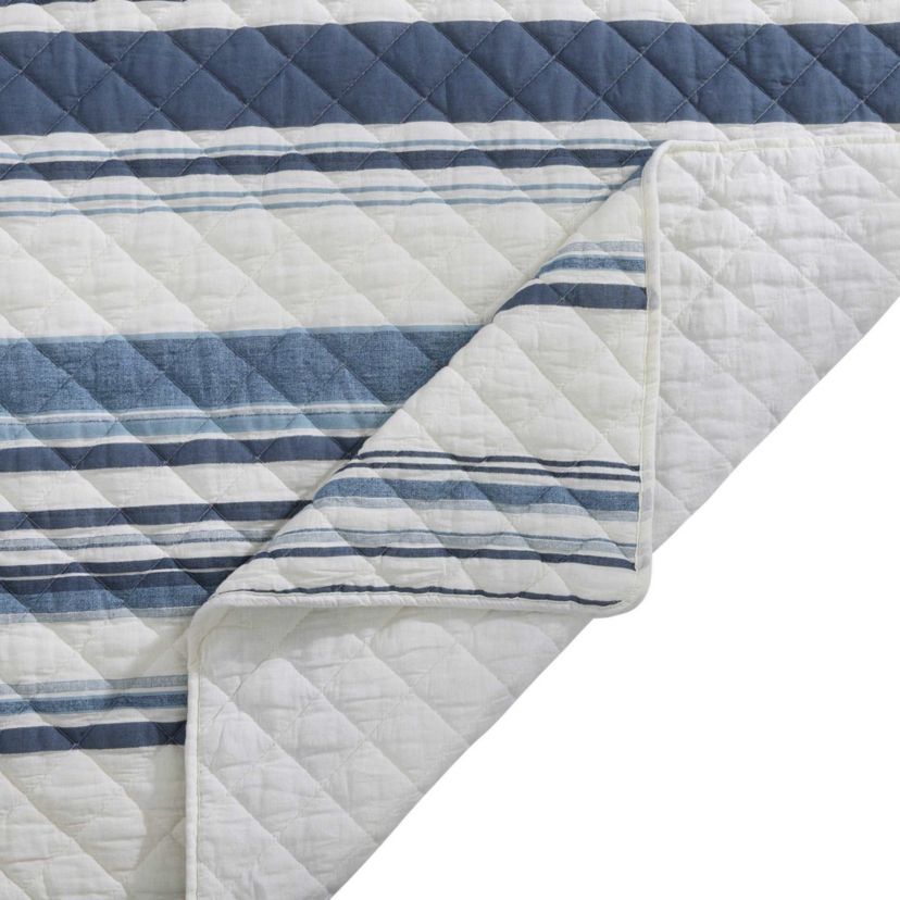 Indigo Hill by HiEnd Accents Mystic Stripe 100% Cotton Printed Gauze 3 Piece Quilt Set