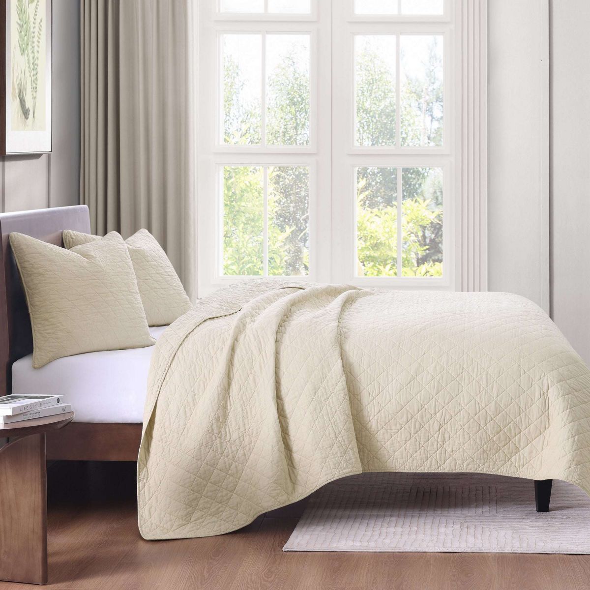 Indigo Hill by HiEnd Accents Cotton Comfort Shabby Chic Bedding Lightweight 3 Piece Quilt Set