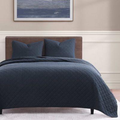 Indigo Hill by HiEnd Accents Cotton Comfort Shabby Chic Bedding Lightweight 3 Piece Quilt Set, Navy Blue, King/California King