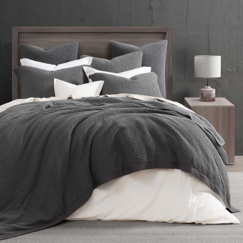 HiEnd Accents Stonewashed Cotton Waffle Weave Traditional Bedding 3 Piece Duvet Cover Set