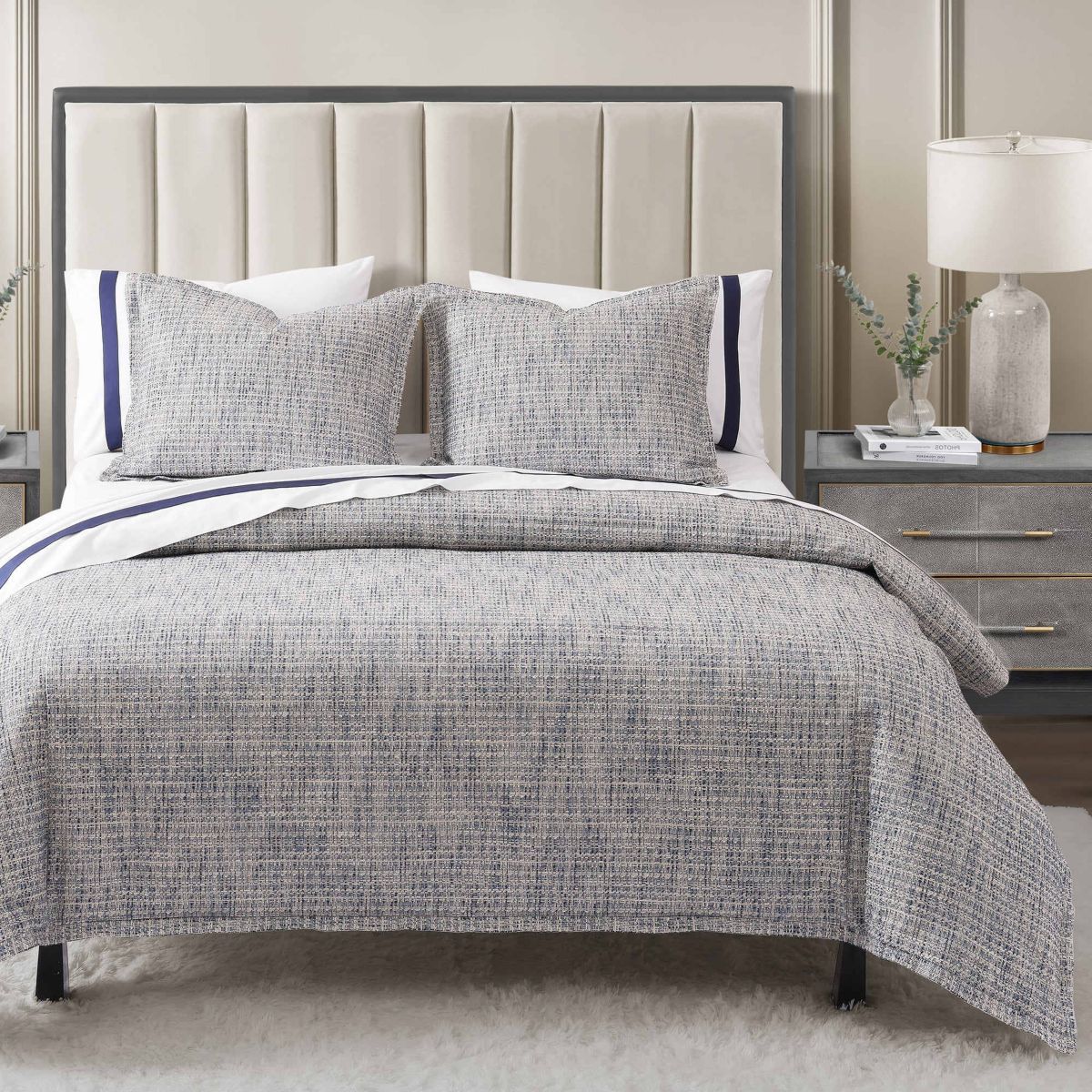 HiEnd Accents Tweed Textured Woven Timeless Classic 3 Piece Duvet Cover Set