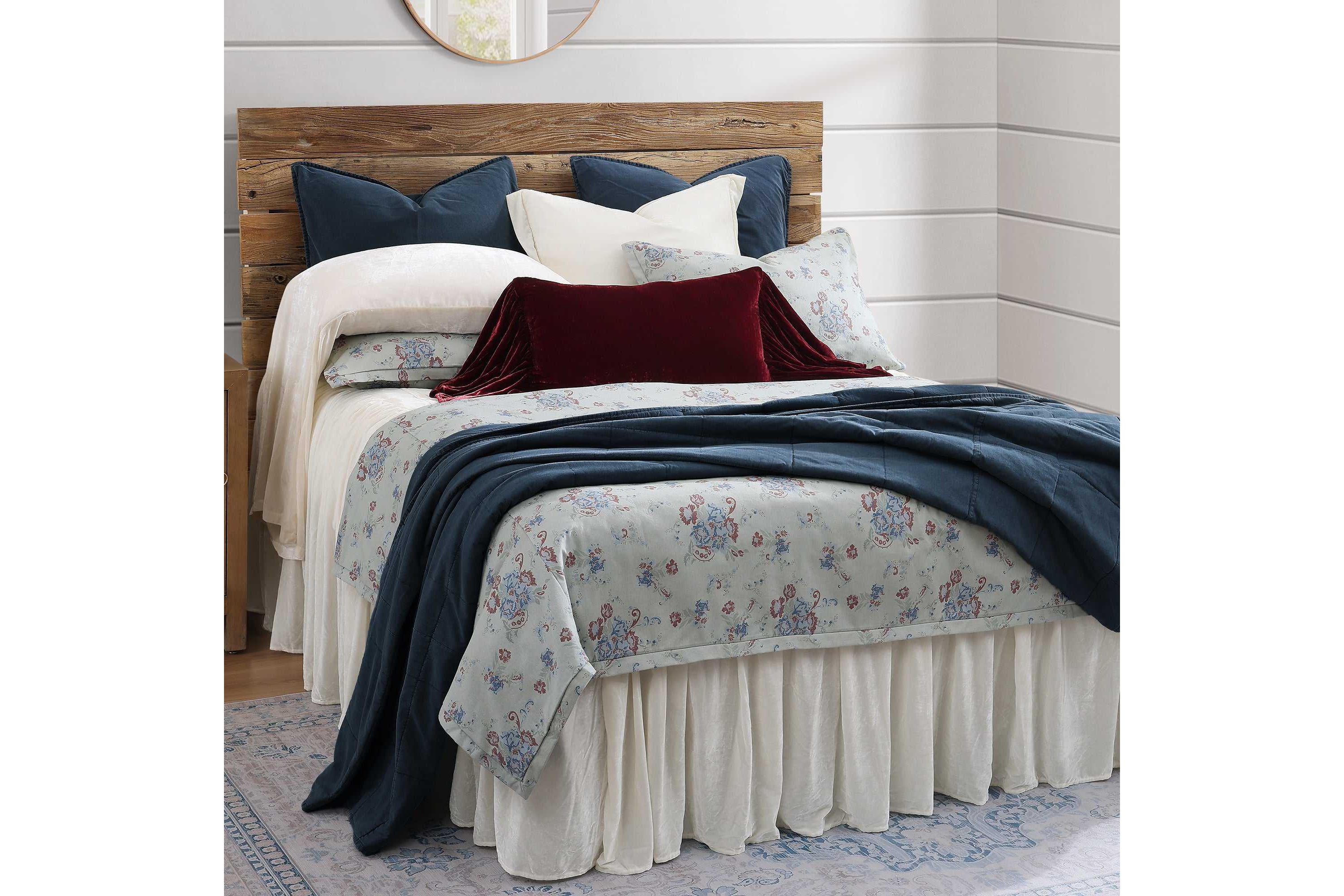 Tasha Polizzi for Paseo Road Rosabel Floral Western Design Washed Denim 3 Piece Comforter Set
