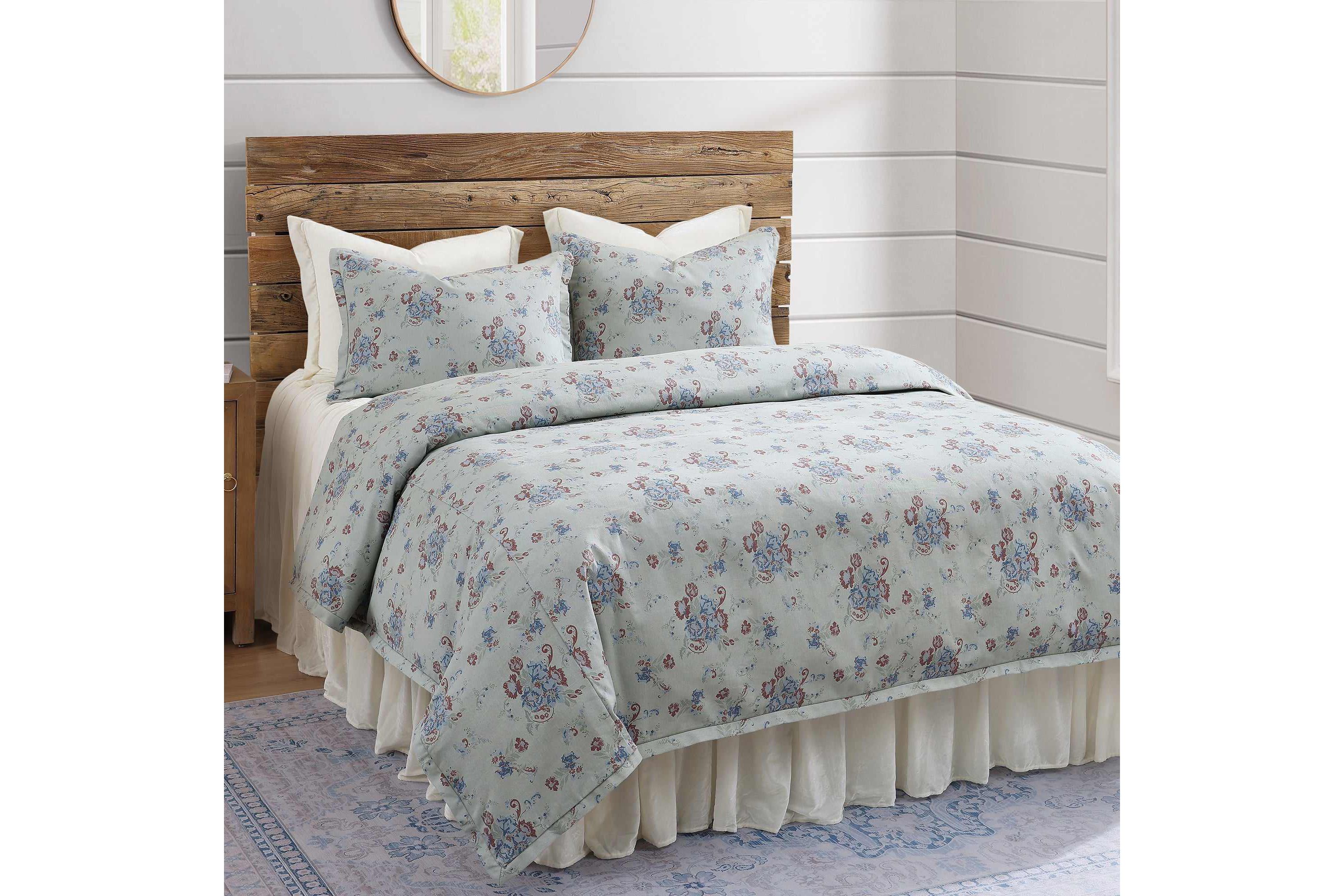 Tasha Polizzi for Paseo Road Rosabel Floral Western Design Washed Denim 3 Piece Comforter Set