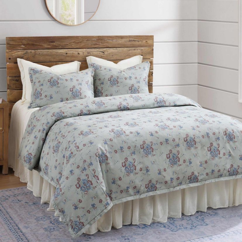 Tasha Polizzi for Paseo Road Rosabel Floral Western Design Washed Denim 3 Piece Comforter Set