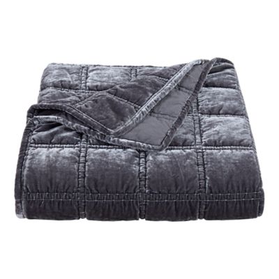 HiEnd Accents Stella Faux Silk Velvet Romantic Western Double Box Stitch Throw Blanket, 50"x60"