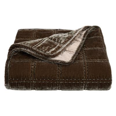 HiEnd Accents Stella Faux Silk Velvet Romantic Western Double Box Stitch Throw Blanket, 50"x60", Green