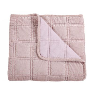 HiEnd Accents Stella Faux Silk Velvet Romantic Western Double Box Stitch Throw Blanket, 50"x60", Lilac