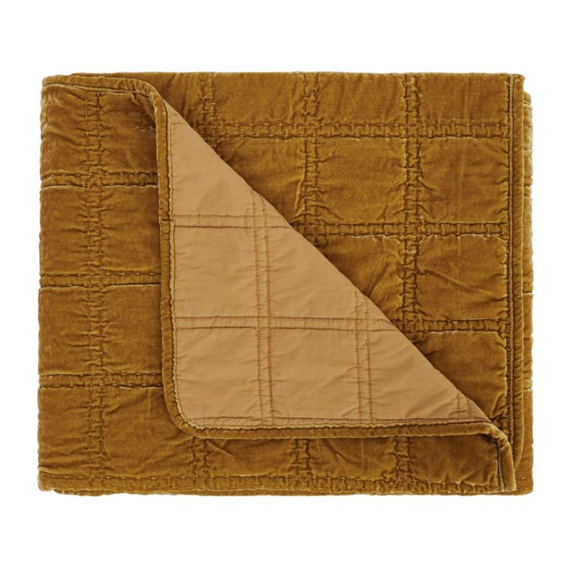 HiEnd Accents Stella Faux Silk Velvet Romantic Western Double Box Stitch Throw Blanket, 50"x60"