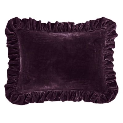 HiEnd Accents Stella Faux Silk Velvet Romantic Western Ruffled Dutch Euro Pillow, 27x39 inch