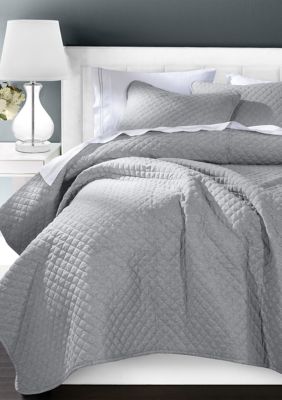 HiEnd Accents Anna Diamond Quilted Coverlet, Gray, King -  0819652028900