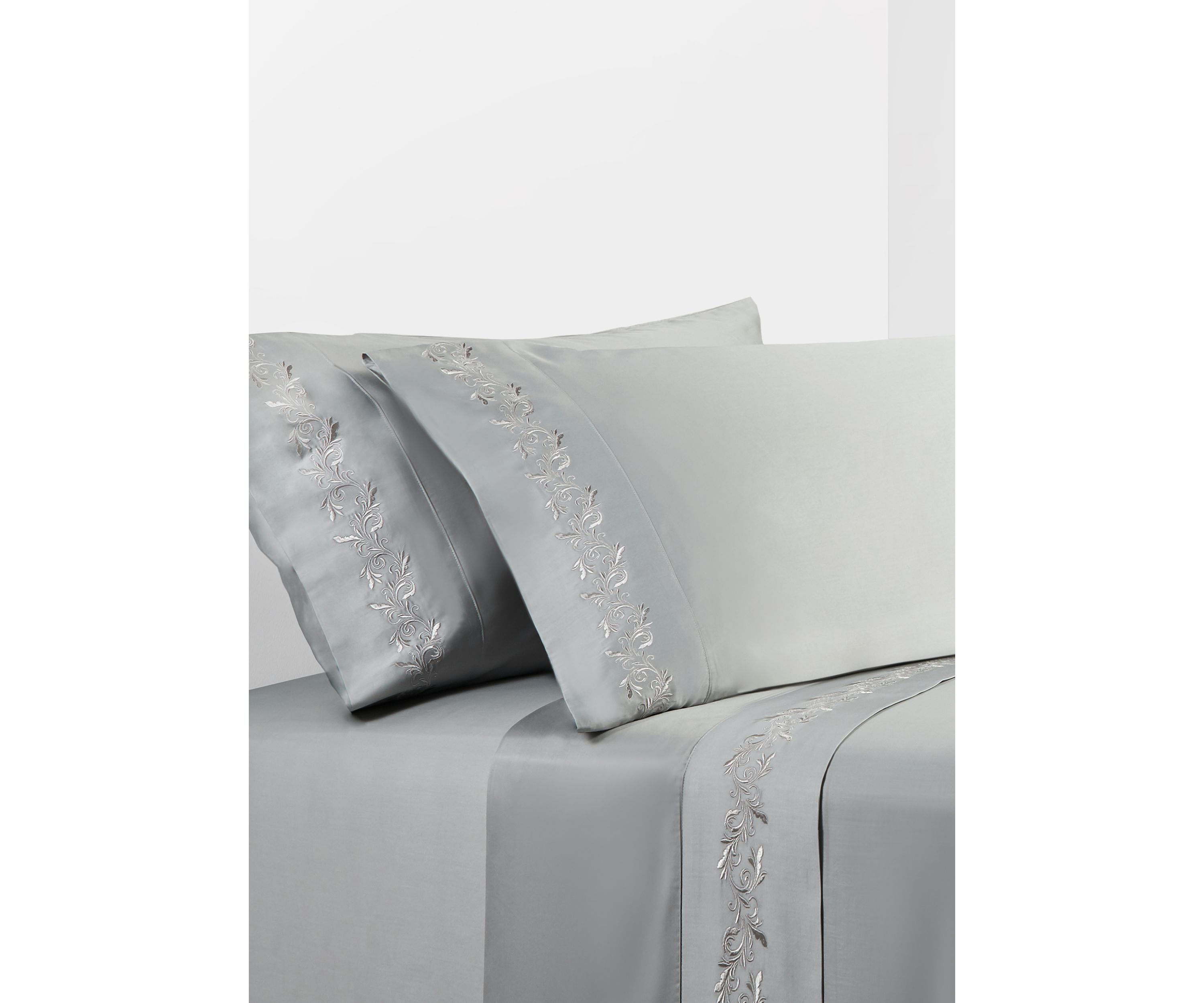 HiEnd Accents 350TC Gray Scroll Embroidered Sheet Set | Belk