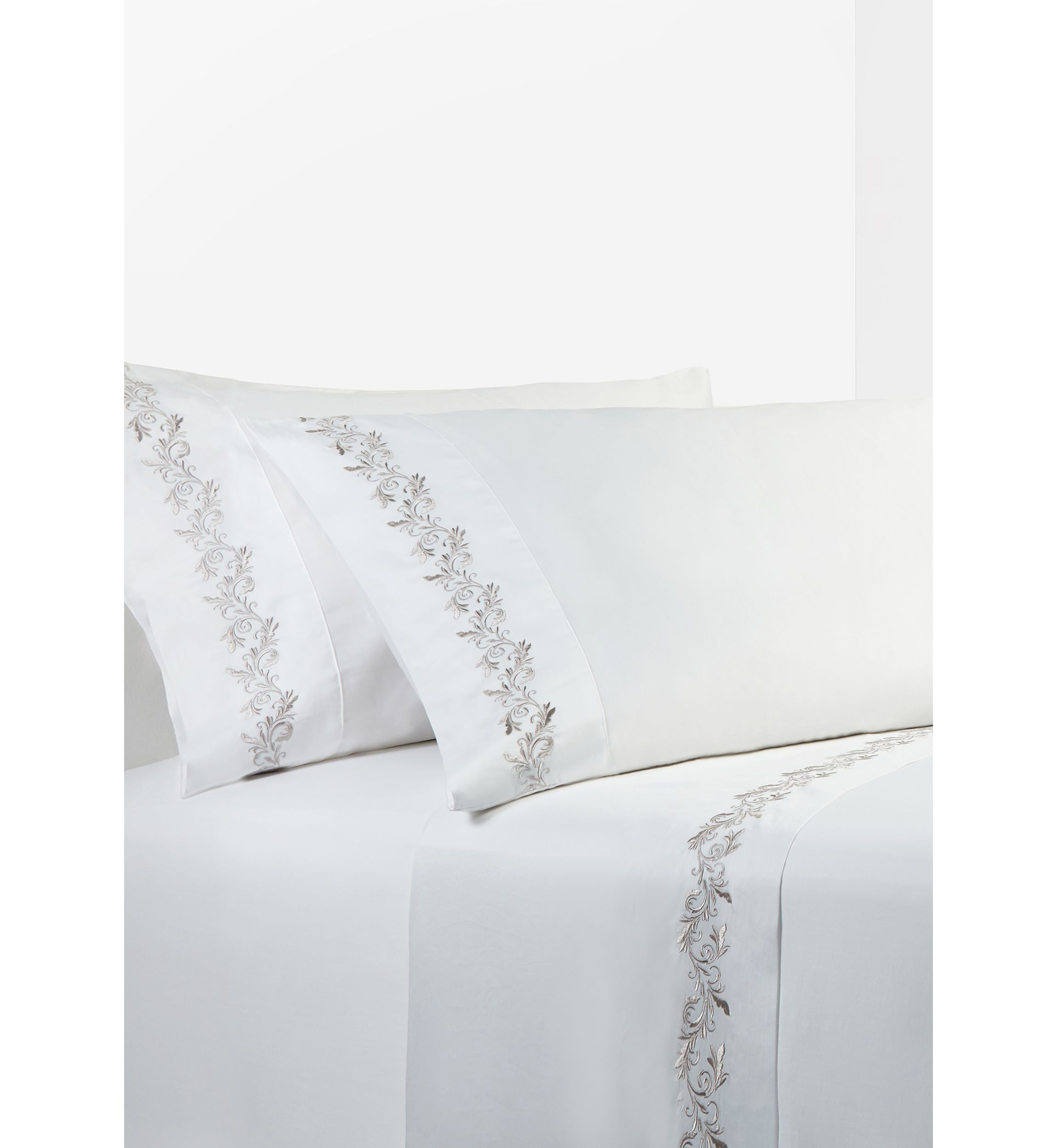 350TC Gray Scroll Embroidered Sheet Set