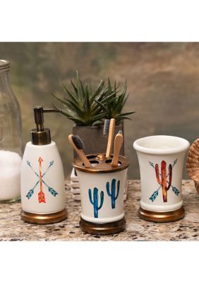 Ceramic Cactus Resin Countertop Bathroom Set