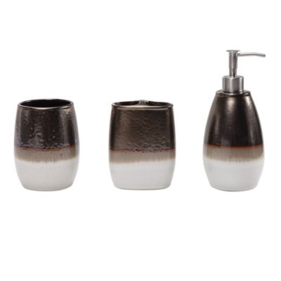 Gilded Stoneware Countertop Bathroom Set