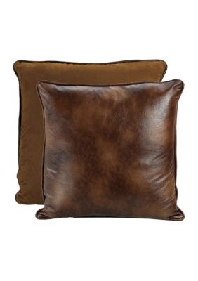 Brown Faux Leather Reversible Euro Sham