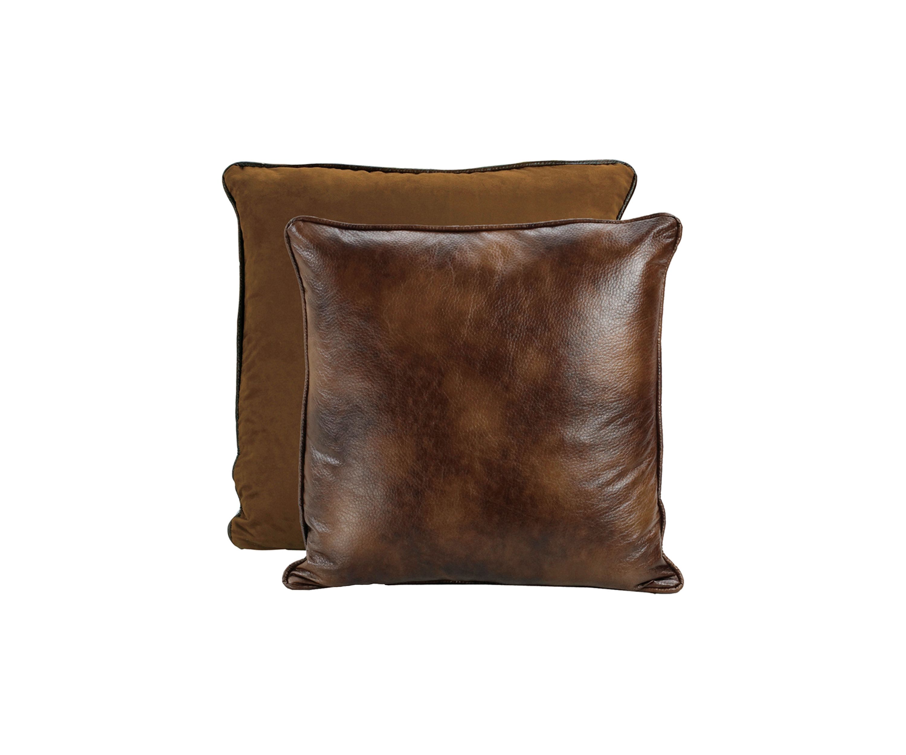 Brown Faux Leather Reversible Euro Sham
