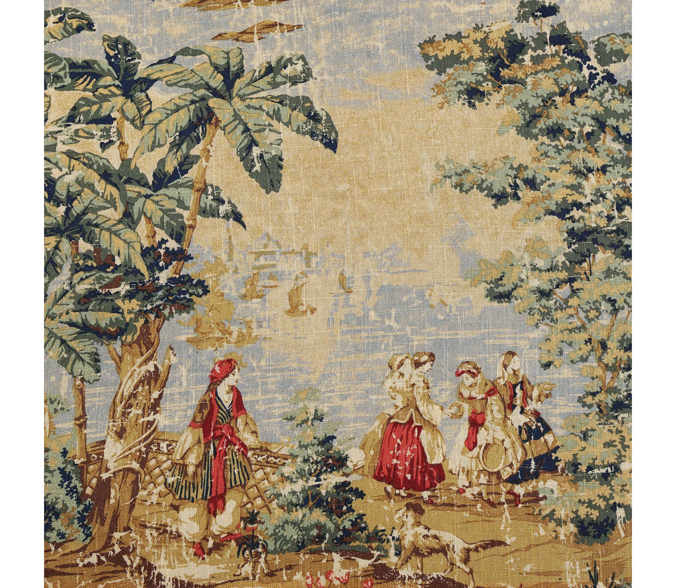 HiEnd Accents Provence Vintage Toile Washed Linen 27"x27" Euro Sham