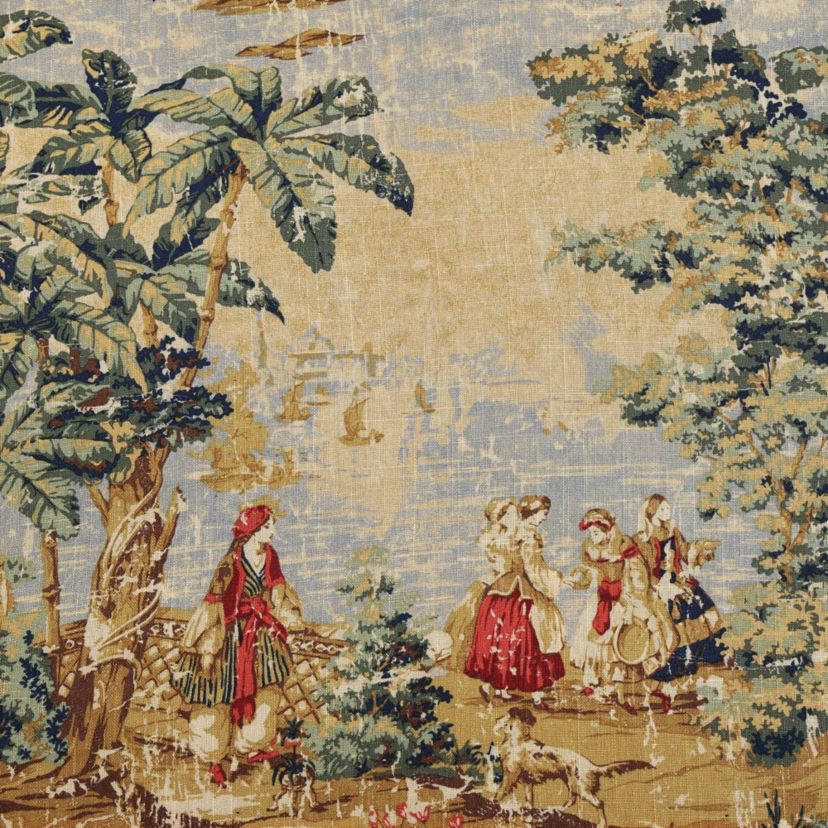HiEnd Accents Provence Vintage Toile Washed Linen 27"x27" Euro Sham