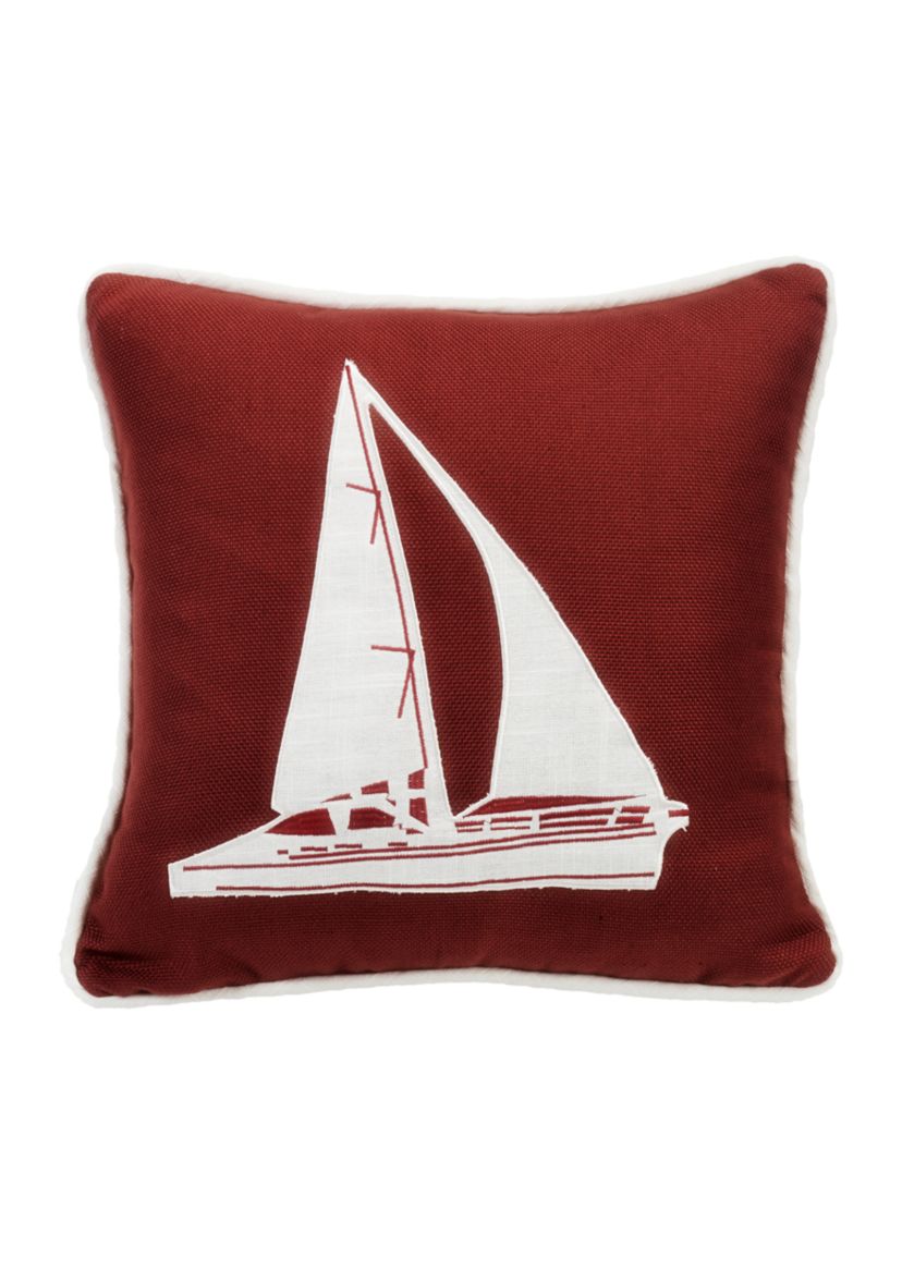 Sailboat Embroidery Pillow