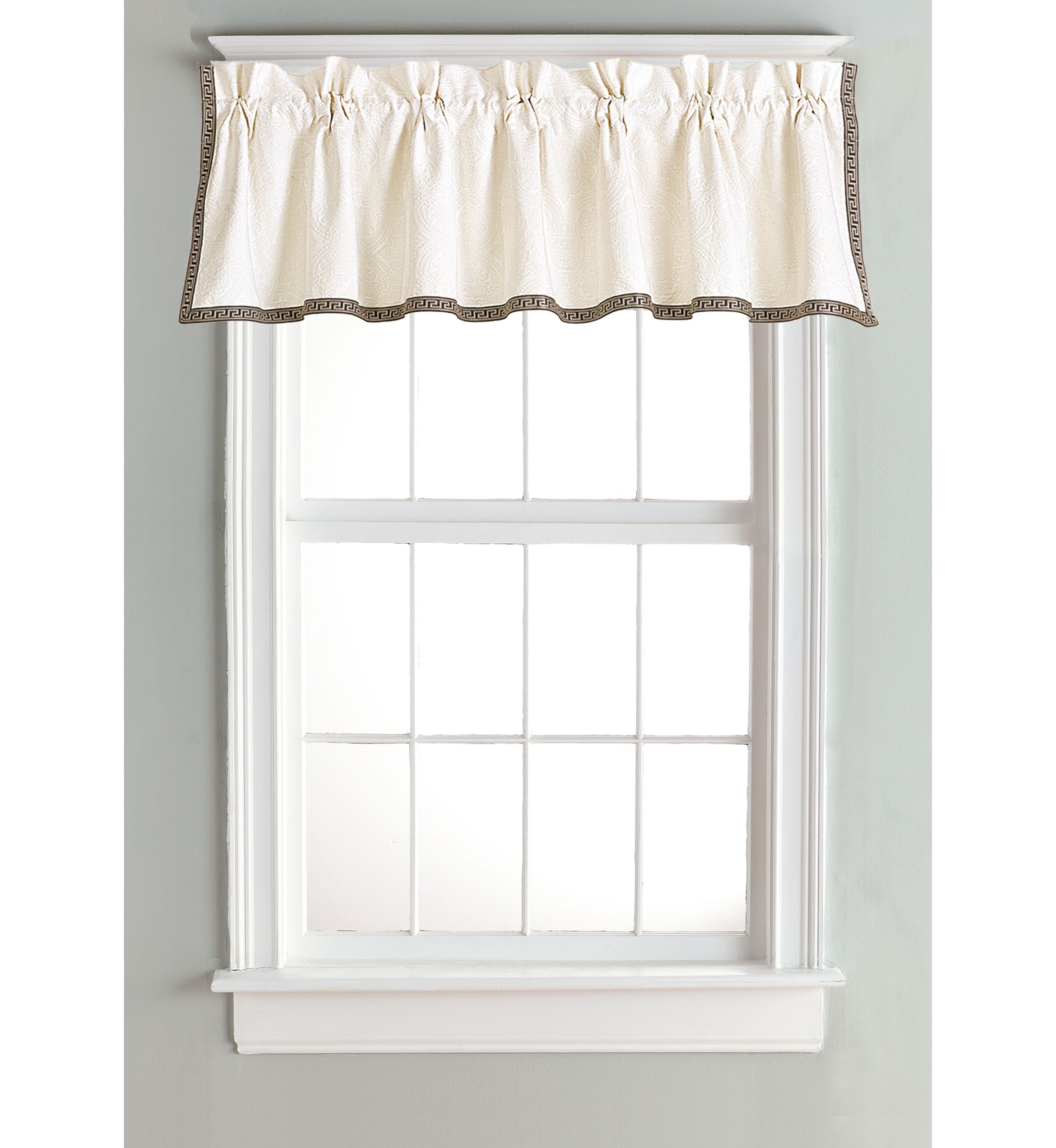Matelassé Greek Key Trim Valance