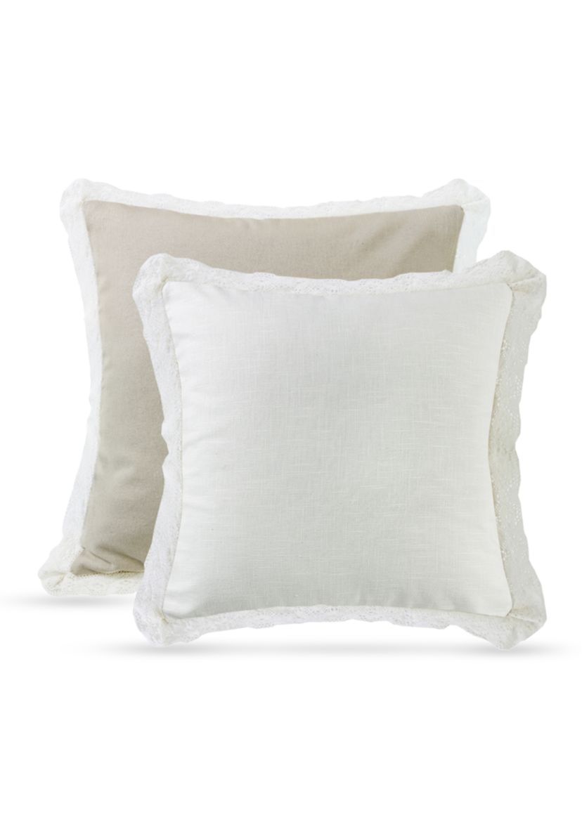Charlotte White & Khaki Laced Euro Sham