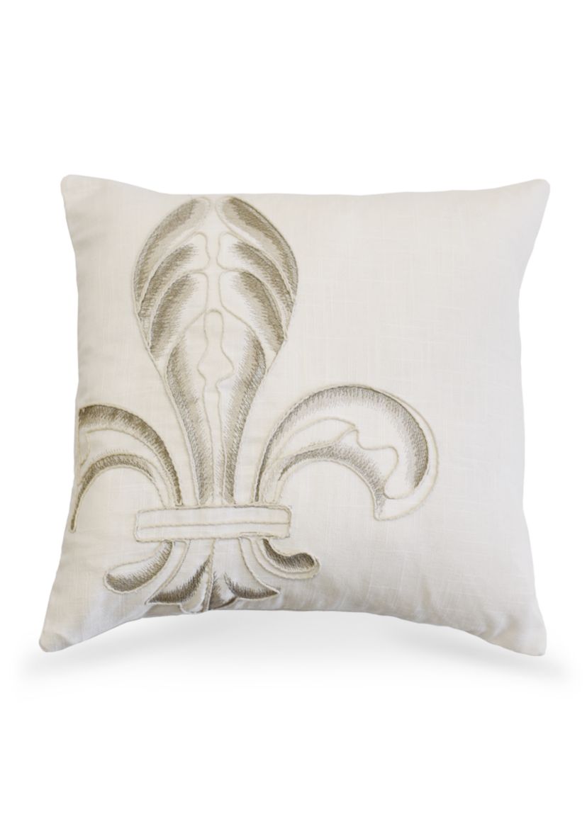 Newport Embroidery Fleur De Lis Throw Pillow