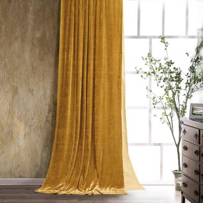 HiEnd Accents Stella Faux Silk Velvet Romantic Western Lined 1 Piece Curtain, 48"x108", 108 in