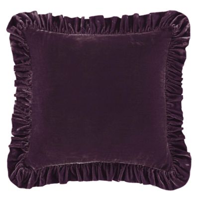 HiEnd Accents Stella Faux Silk Velvet Romantic Western Ruffled Euro Sham, 27"x27"