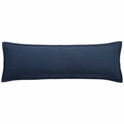 HiEnd Accents Camden Nubby Weave Lumbar Pillow 14" x 42", Solid Navy Textured Design, Classic Traditional Bedding, Navy Blue