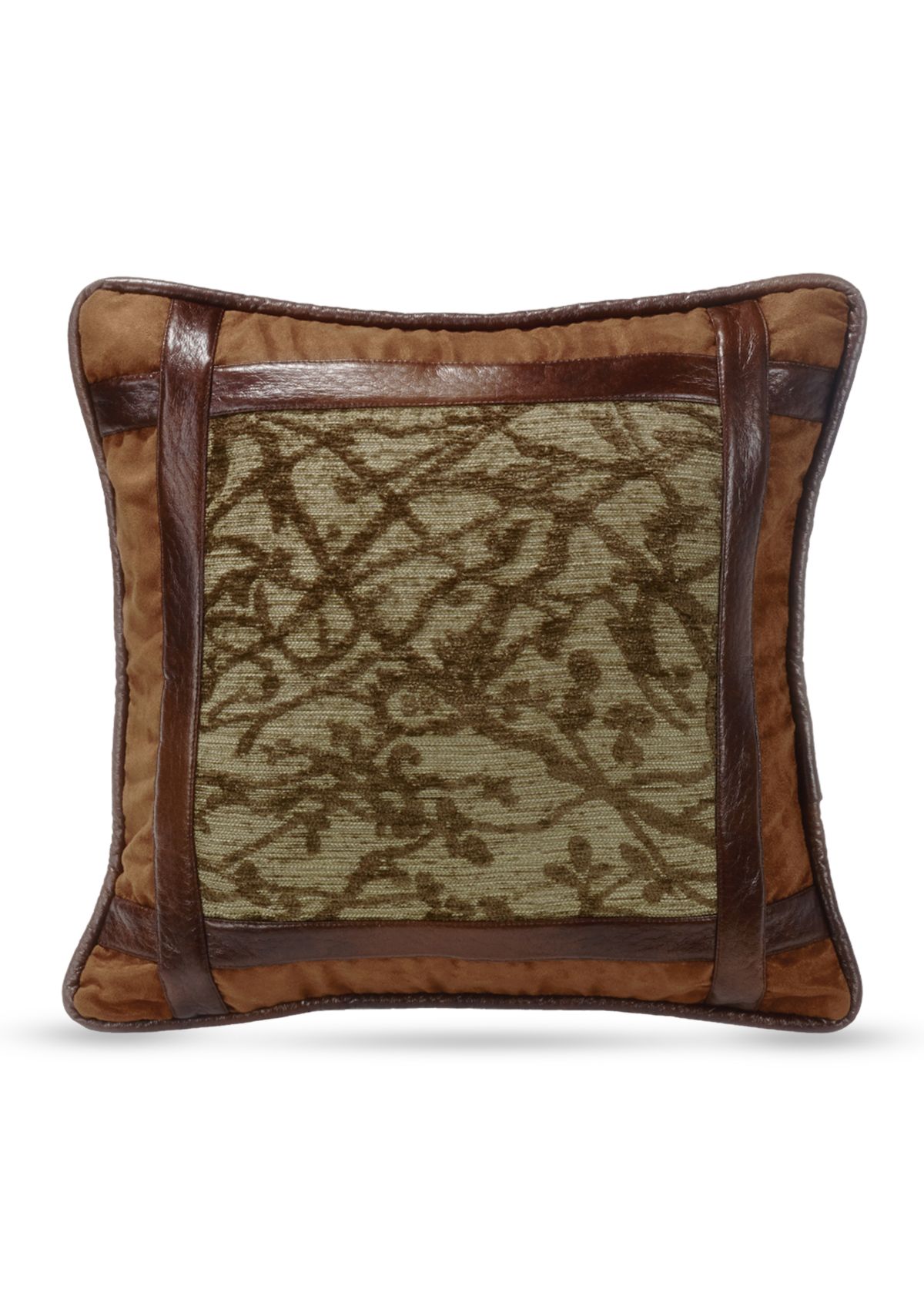 Highland Lodge Framed Tree Faux Leather Pillow