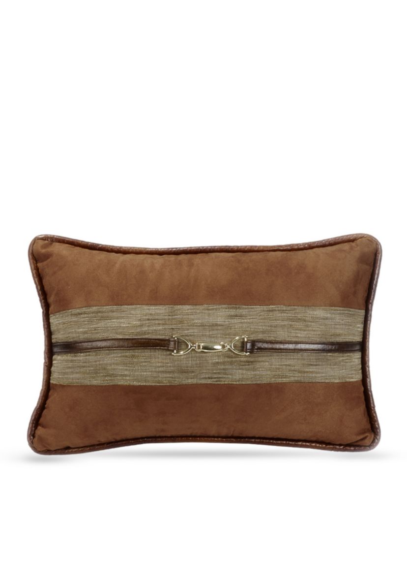 Highland Lodge Suede Buckle Detailed Lumbar Pillow