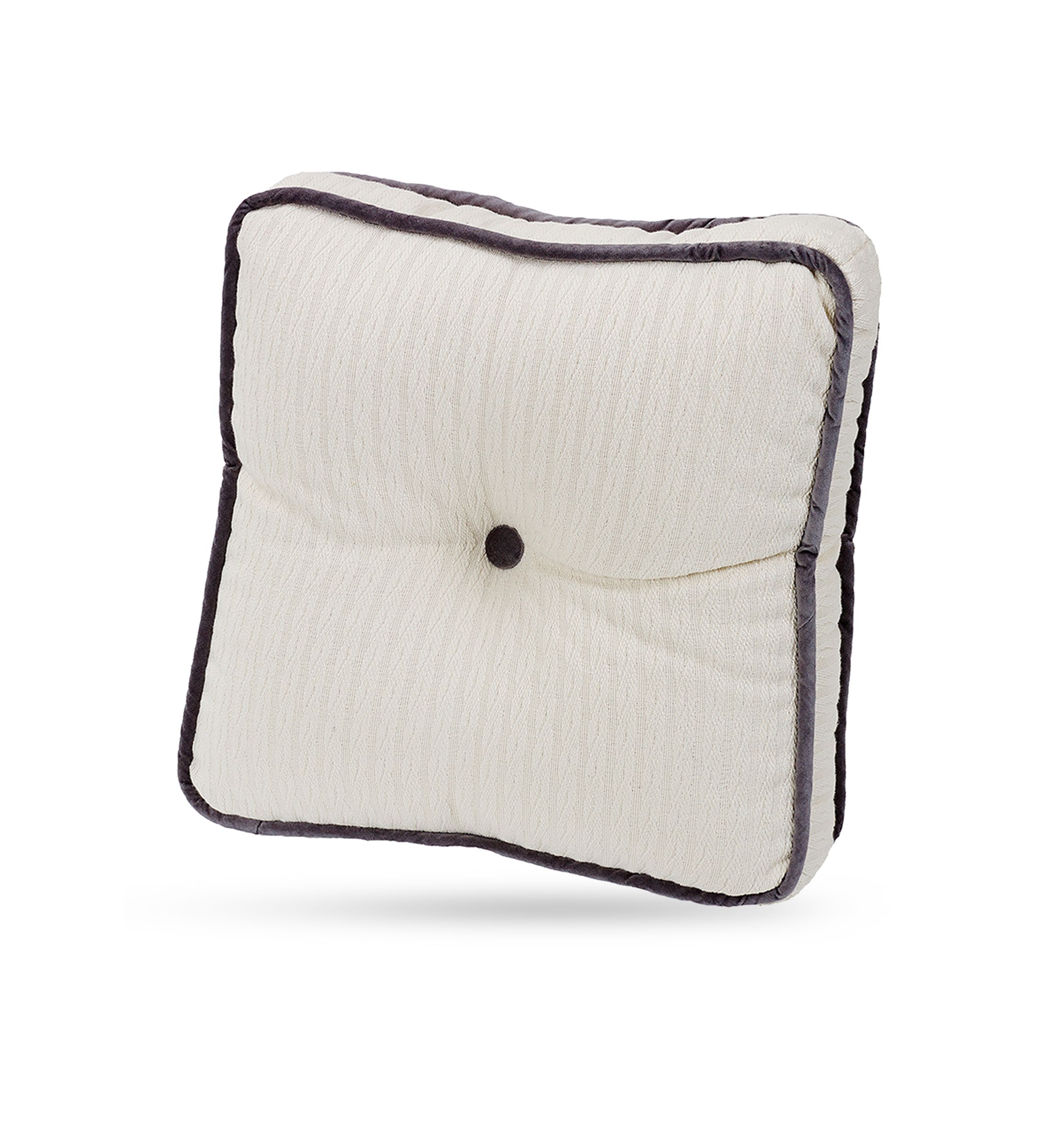 Whistler Charcoal Velvet Trimmed Tufted Box Pillow