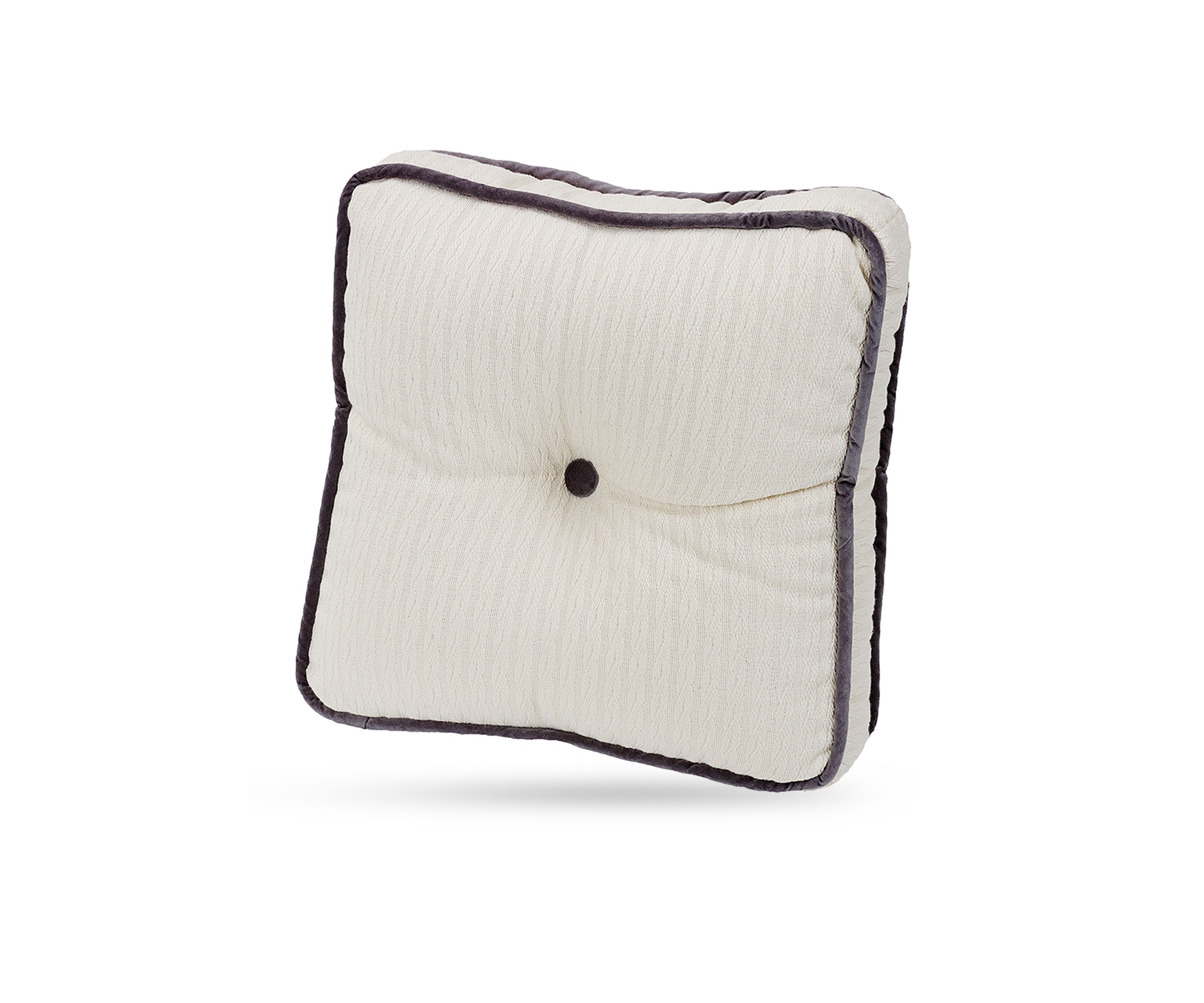 Whistler Charcoal Velvet Trimmed Tufted Box Pillow