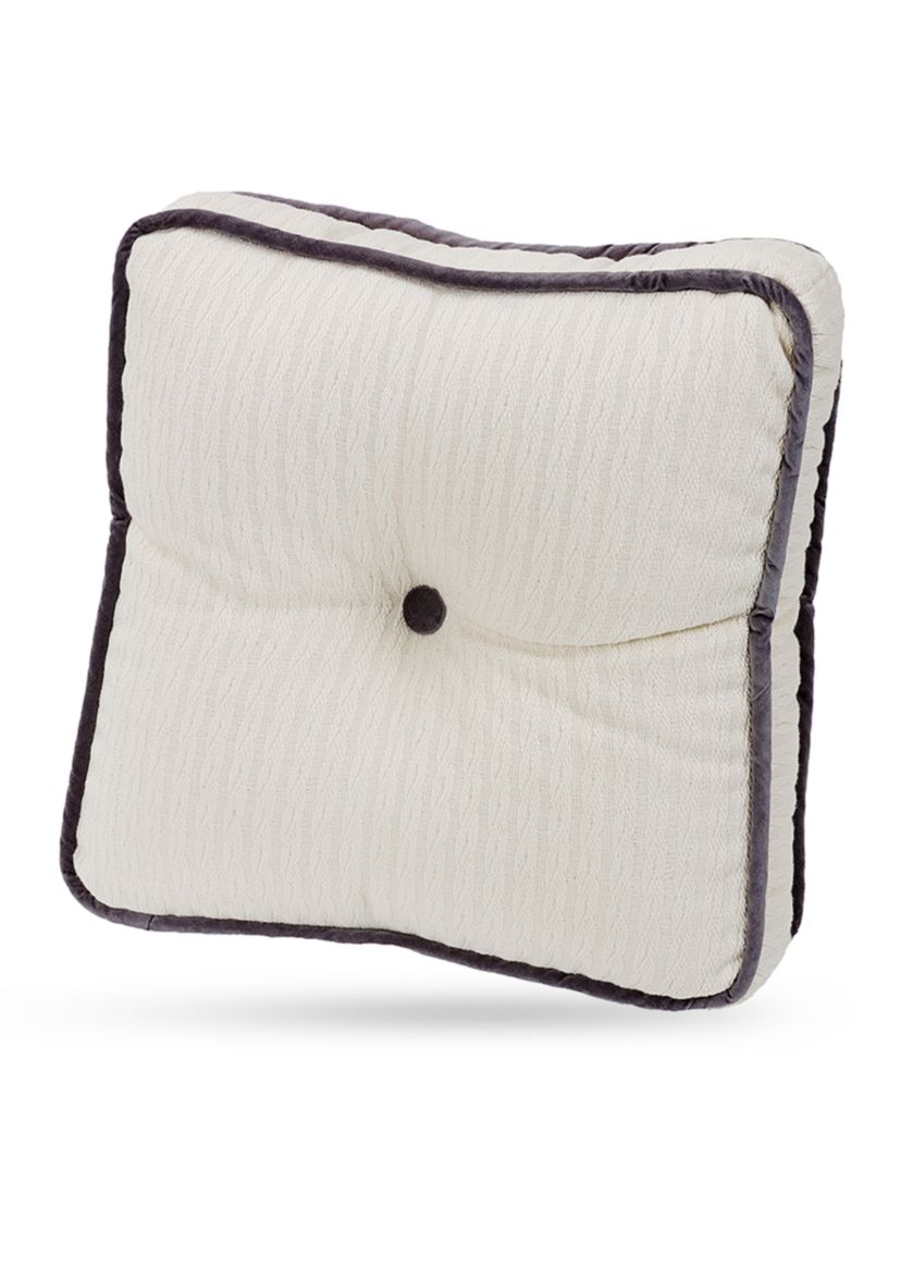 Whistler Charcoal Velvet Trimmed Tufted Box Pillow