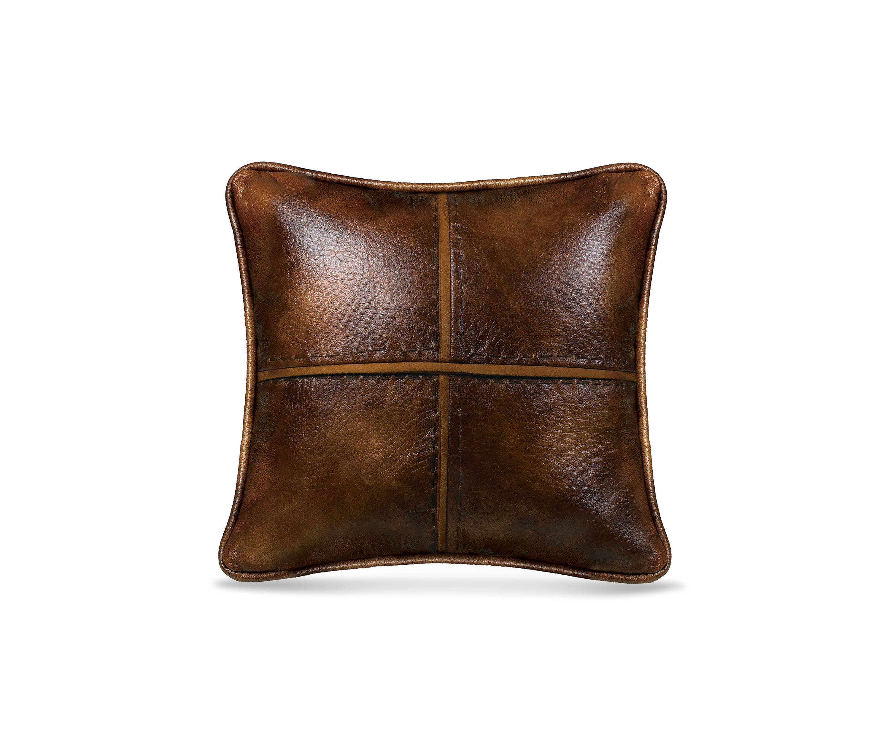 Brighton Stitched Faux Leather Decorative Throw Pillow