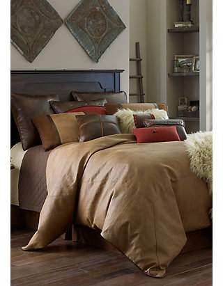 Hiend Accents Brighton Full Comforter, Faux Leather Bedding Set