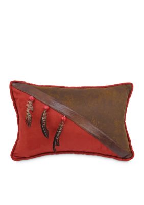 Faux Leather Decorative Pillow With Beads